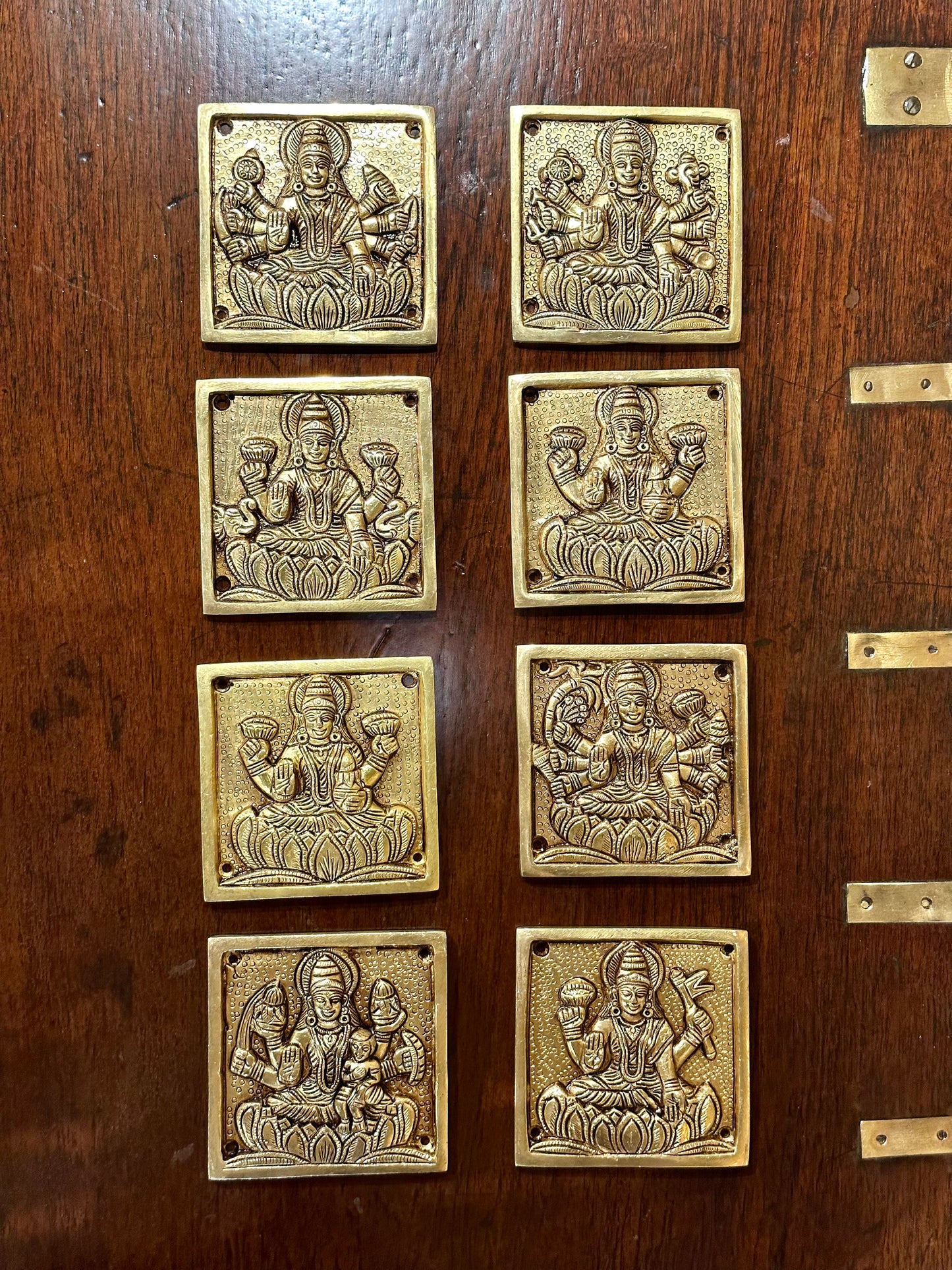Ashtalakshmi Brass Plates Set 4x4 Inches – Kirtan Arts Ashtalakshmi Brass Plates Set 4x4 Inches – Kirtan Arts