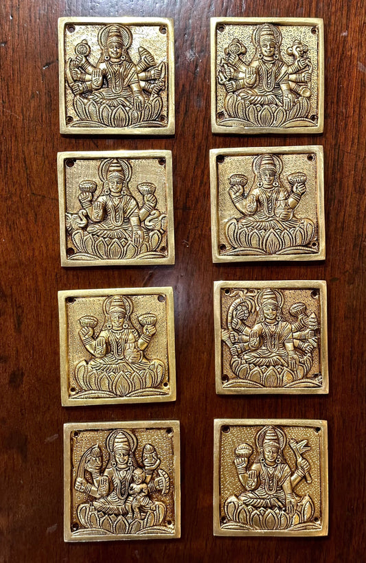 Ashtalakshmi Brass Plates Set 4x4 Inches