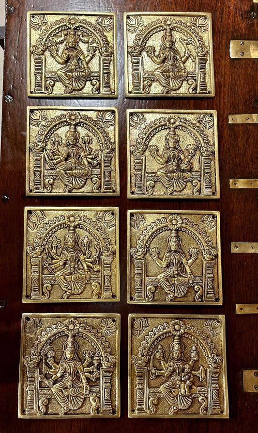 Ashtalakshmi Brass Plates Set 6x6 Inches