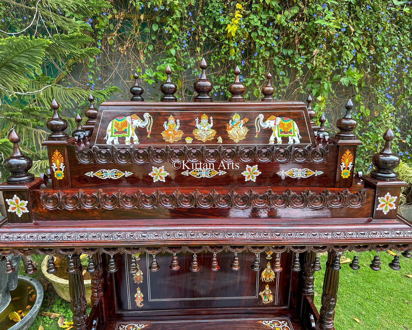 Premium Rosewood Pooja Mandir | Customisable Inlay Work | 5.6x4x2 ft