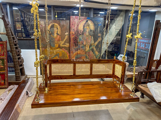 Teakwood Swing/Jhula/ Oonjal | Reversible Backrest | 5x2 ft | Original Cane work