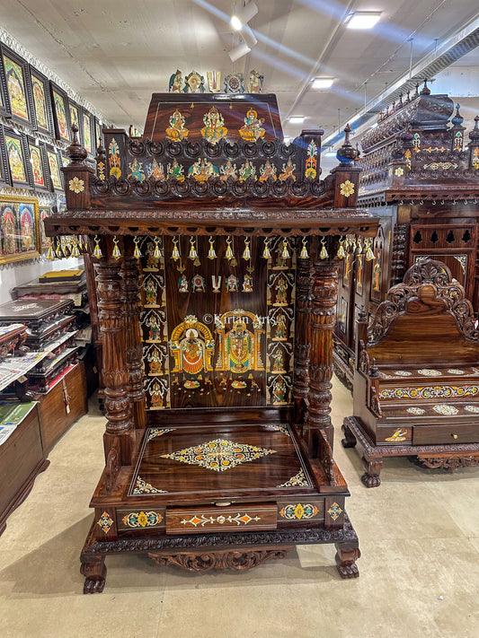 Rosewood Pooja Mandir | Inlay Work | 6x3x2 ft
