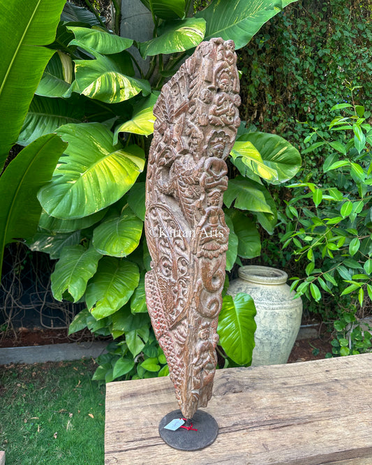 Antique Hand-Carved Pillar Bracket – Mounted Vintage Element | One of a Kind