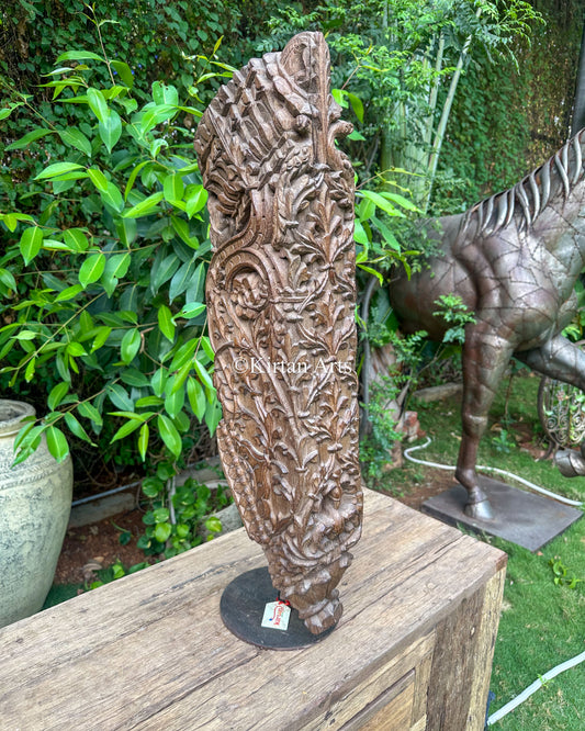 Antique Hand-Carved Pillar Bracket – Mounted Vintage Curio