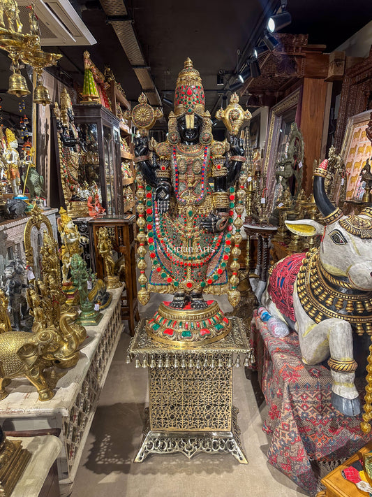 Brass Tirupati Balaji Statue | Lord Venkateswara | Stonework | 4 Ft