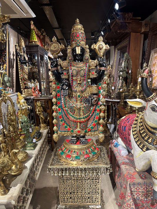 Brass Tirupati Balaji Statue | Lord Venkateswara | Stonework | 4 Ft