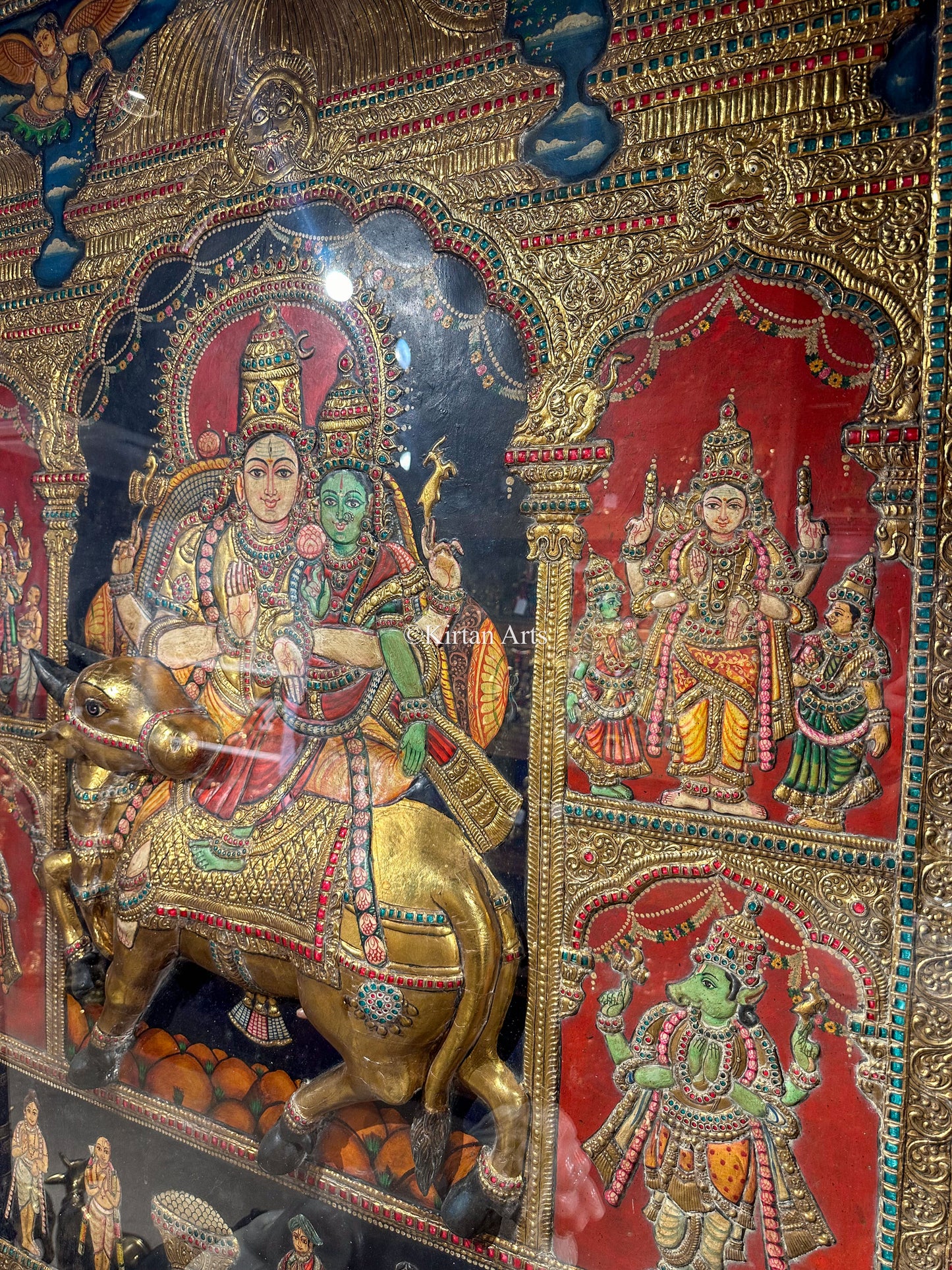 Lord Shiva Pradosham Tanjore Painting | 5.5x4.5 ft | Antique Finish