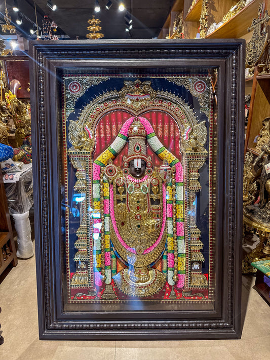 Lord Venkateswara Swamy Tanjore Painting | 3D Embossed Artwork | Lord Balaji | 3x2 ft
