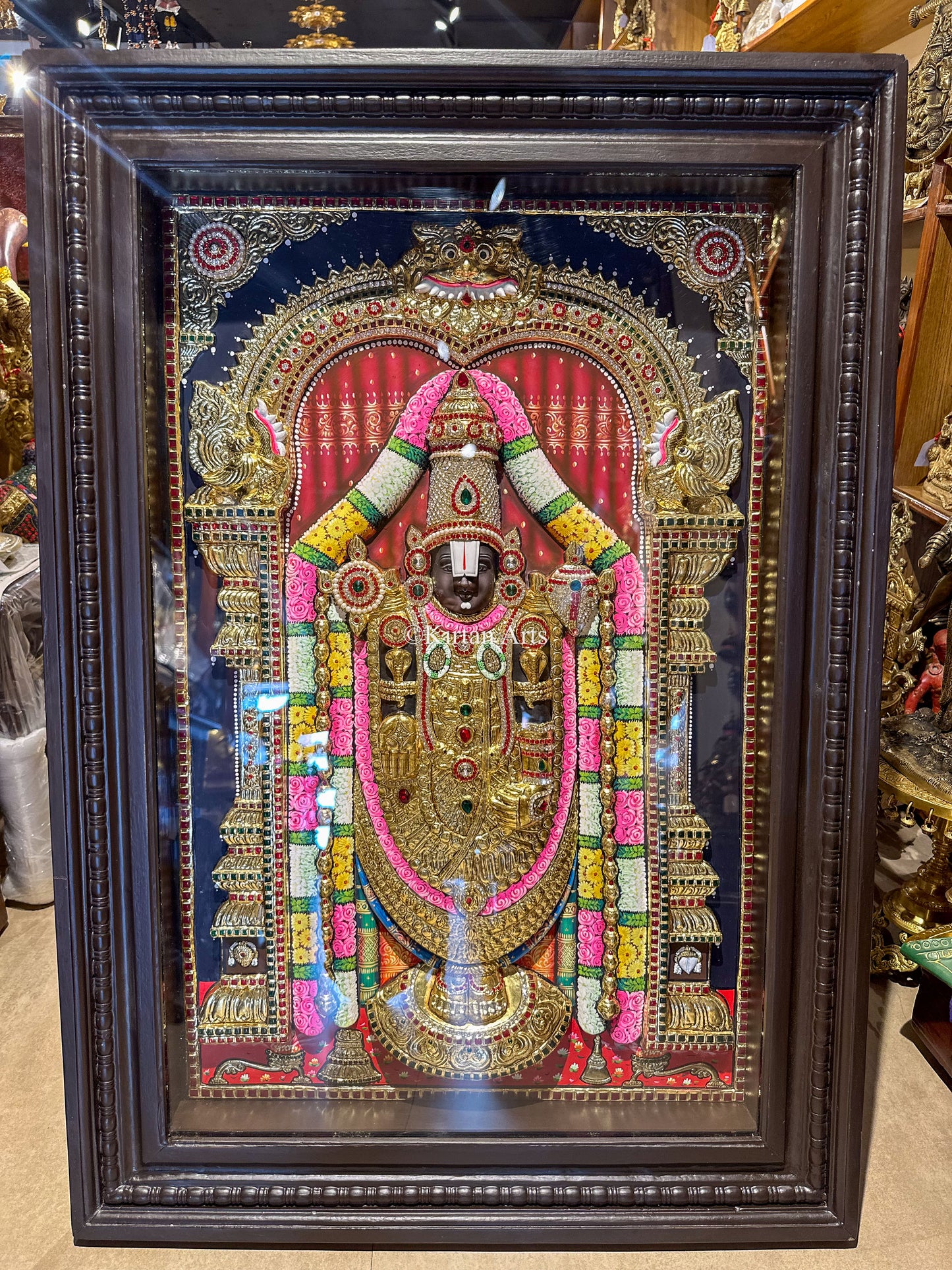 Lord Venkateswara Swamy Tanjore Painting | 3D Embossed Artwork | Lord Balaji | 3x2 ft