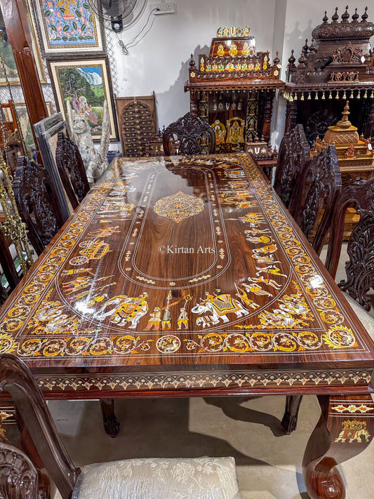 Rosewood Dining Table Set | 8 Chairs | 8x4 FT