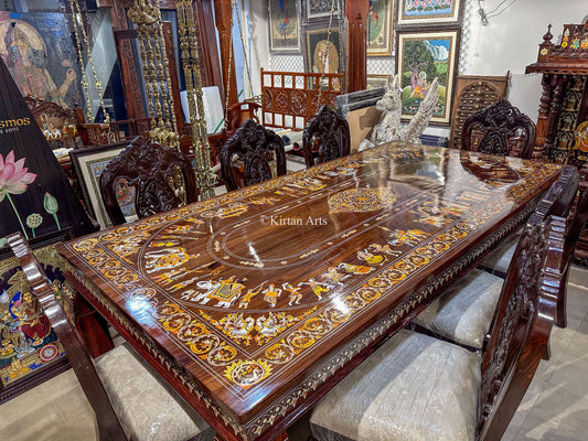 Rosewood Dining Table Set | 8 Chairs | 8x4 FT