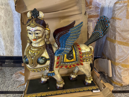 Wood Carved Kamadhenu | Bovine Goddess | 41"