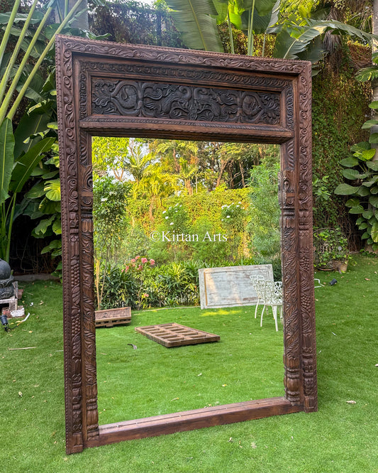 96" Vintage Ornate Reclaimed Wooden Mirror – Grand Architectural Statement Piece