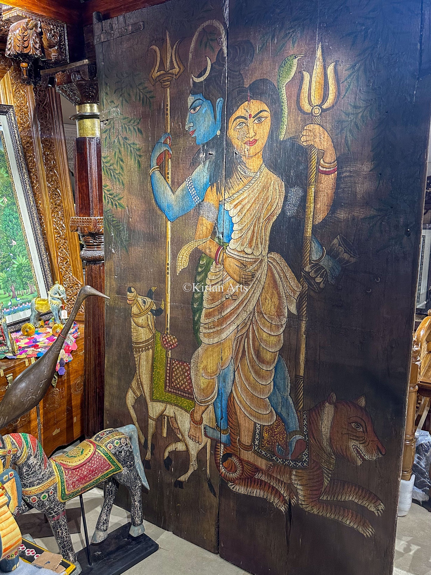 Ardhanareshwar Painting on Wooden Door