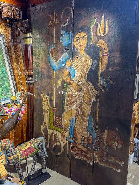 Ardhanareshwar Painting on Wooden Door