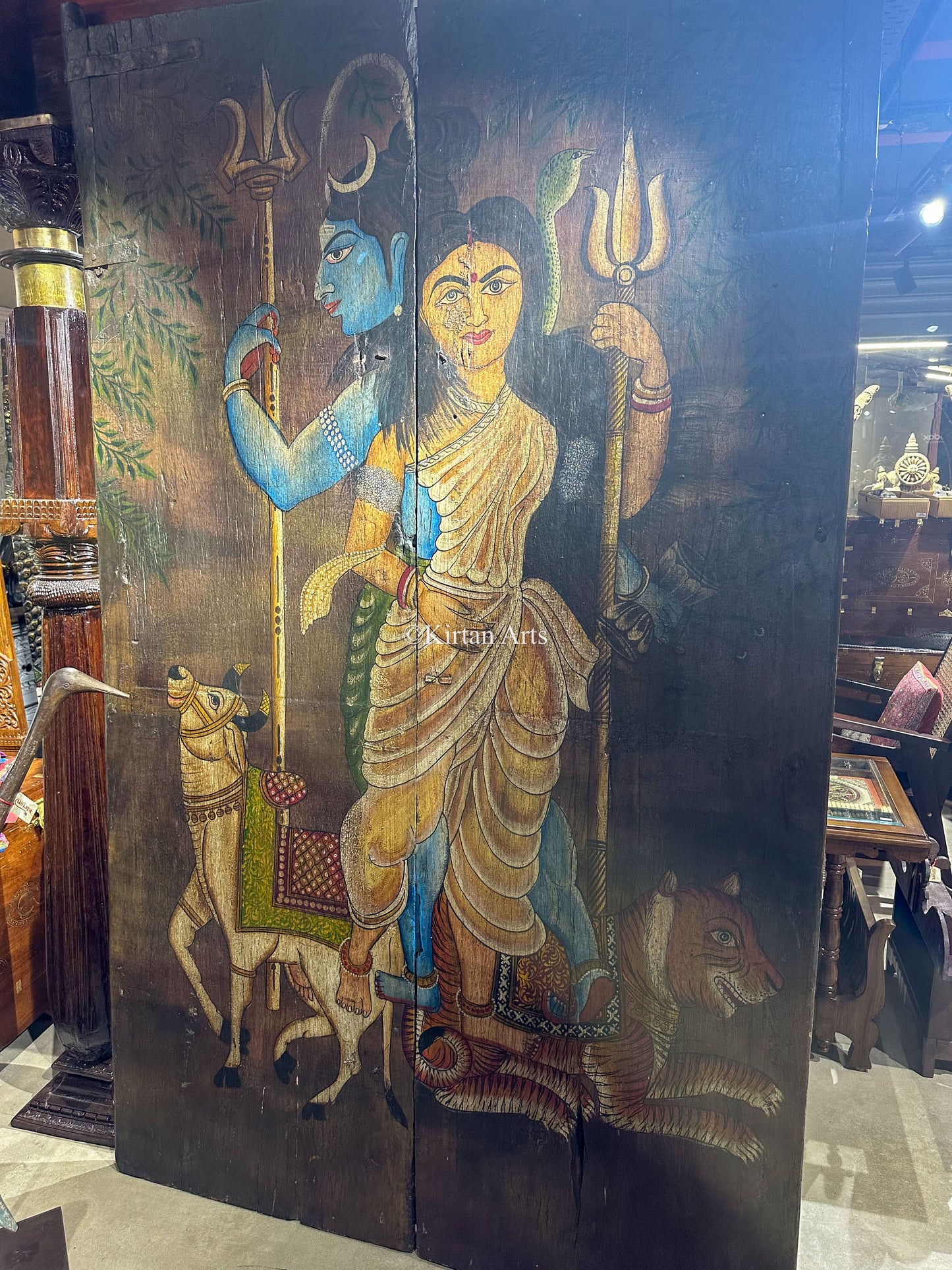 Ardhanareshwar Painting on Wooden Door