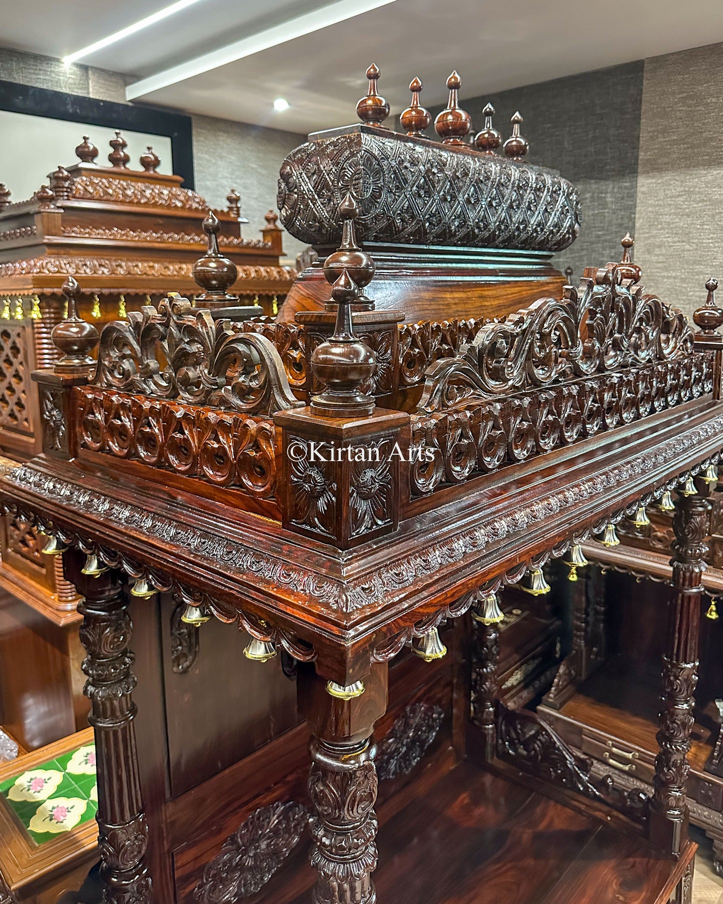 Hand-Carved Rosewood Pooja Mandir | 78"