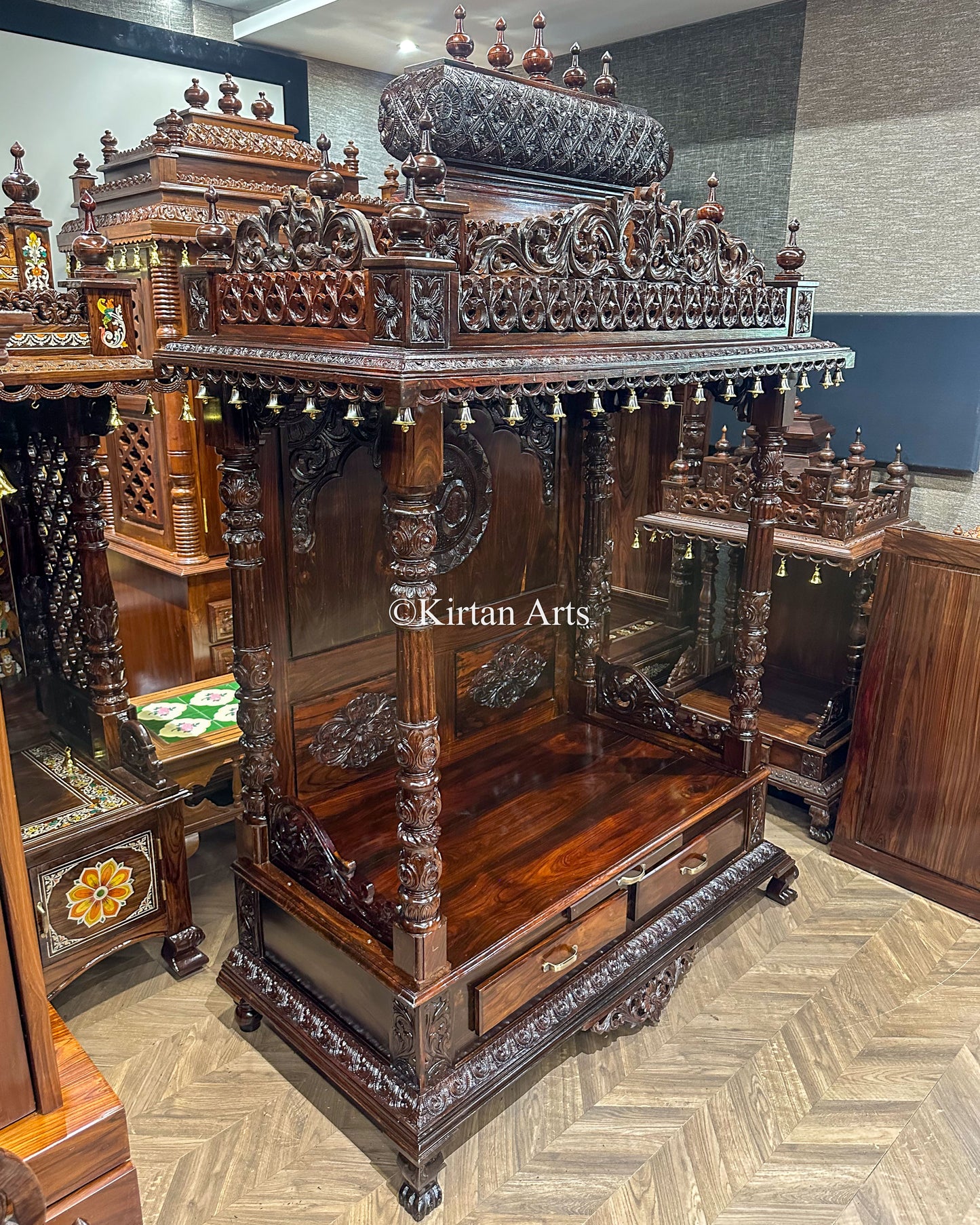 Hand-Carved Rosewood Pooja Mandir | 78"