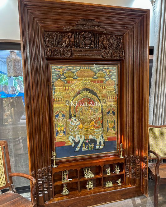 Shiva Pradosham Tanjore Art in Vintage Chettinad Frame | 92"