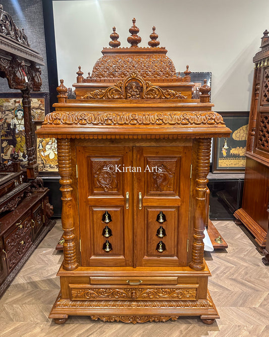 Hand-Carved Solid Teakwood Mandir | 6x3 ft