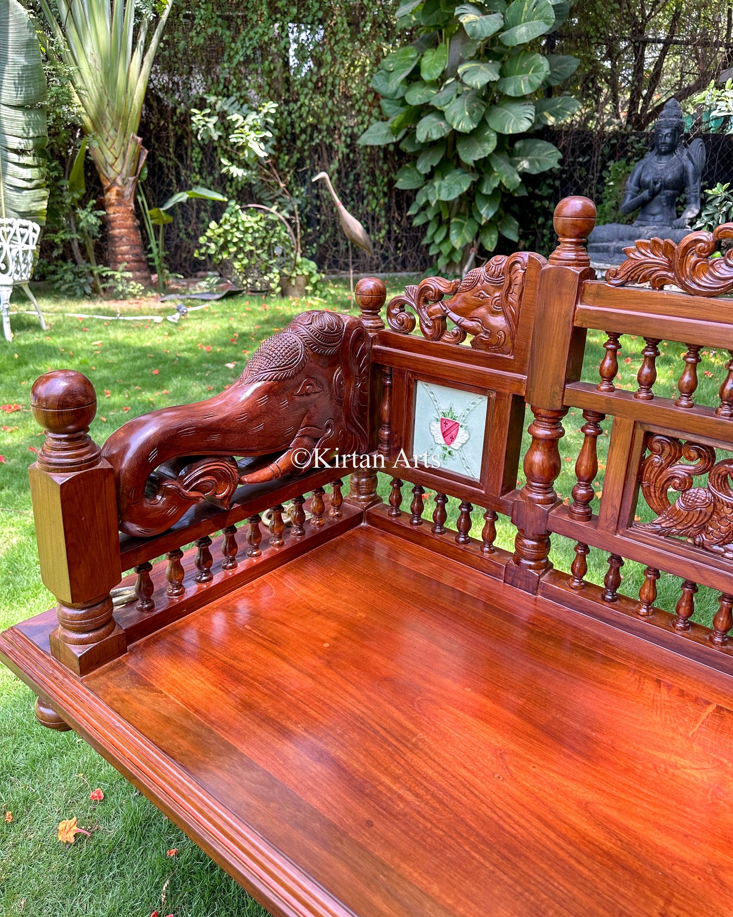 Teakwood Chettinad Swing/Jhula/ Oonjal | Carved Backrest | 6x2 ft |