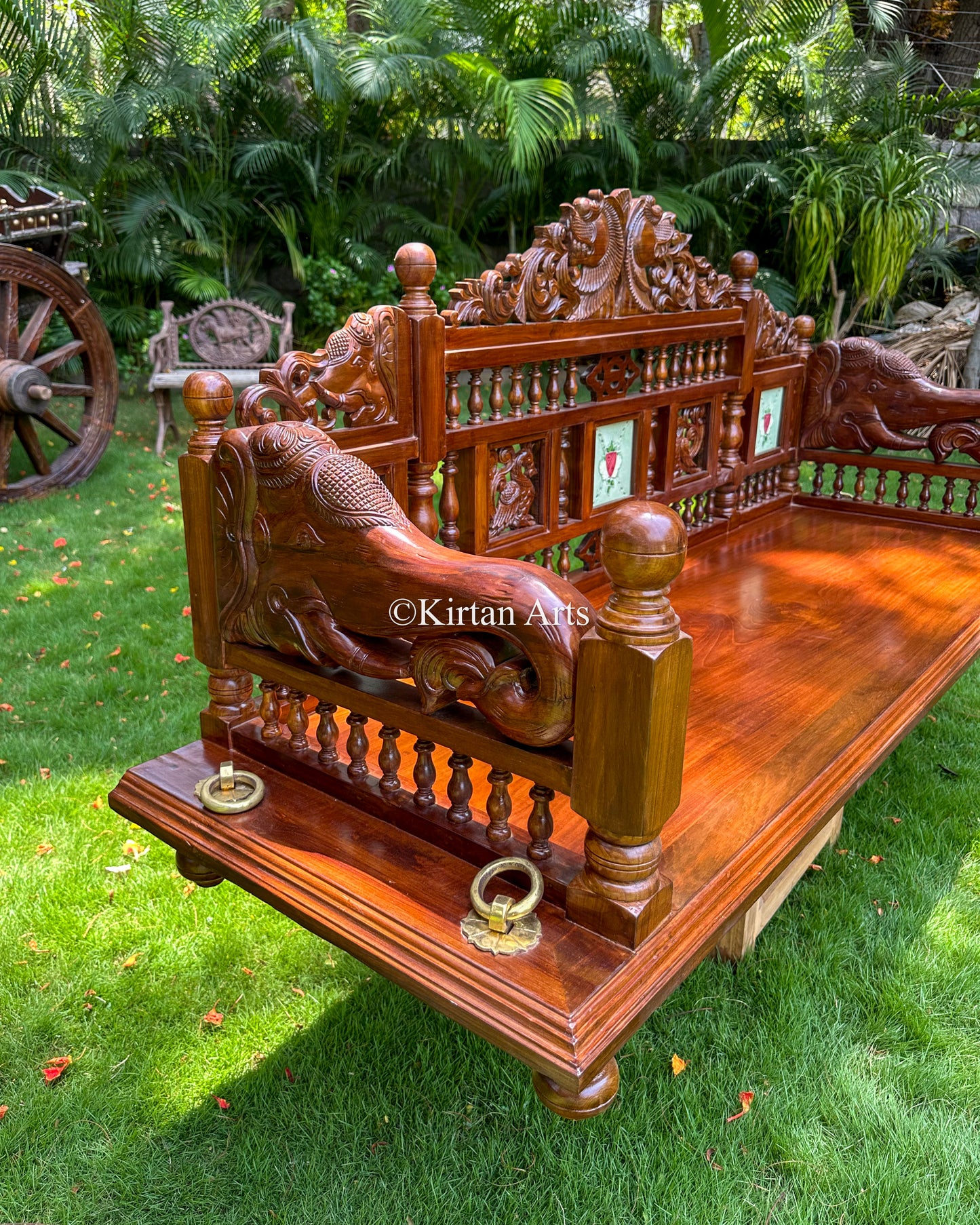 Teakwood Chettinad Swing/Jhula/ Oonjal | Carved Backrest | 6x2 ft |