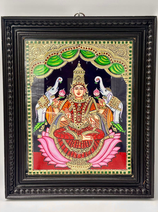Goddess Lakshmi on Lotus Tanjore 15x18