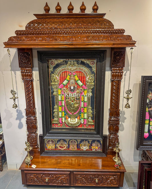 Hand-Carved Teakwood Wall Mandir | 84x48x13 Inches