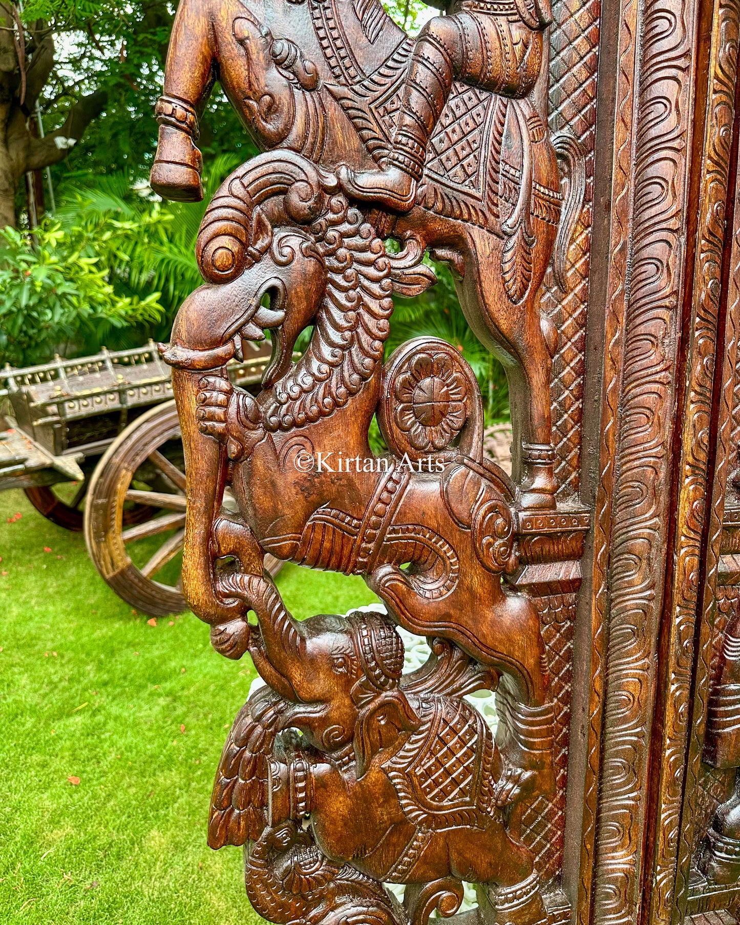 Hand-Carved Traditional Yali Pillars | 82" | Pair