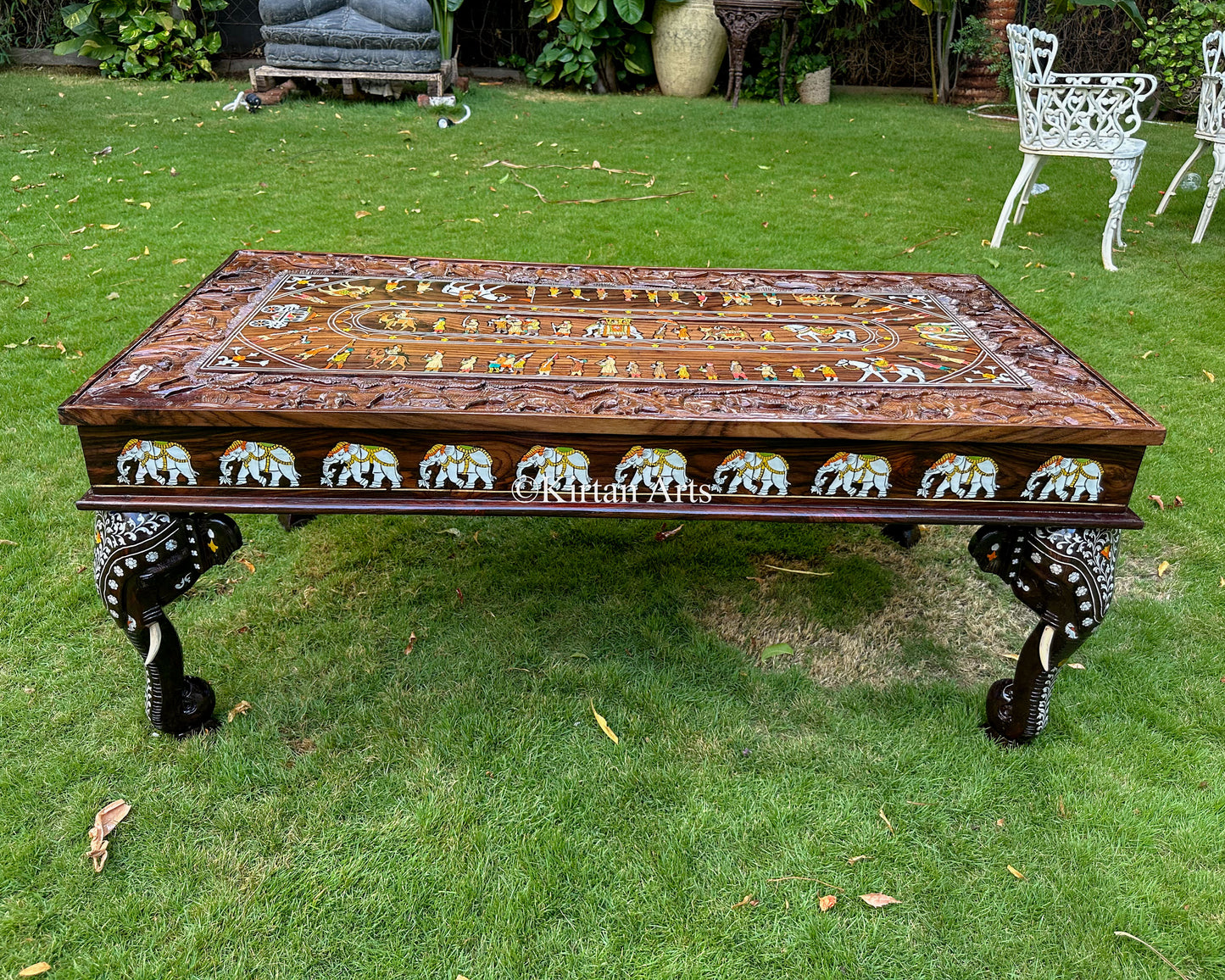 Rosewood Elephant Center Table | 4x2 ft