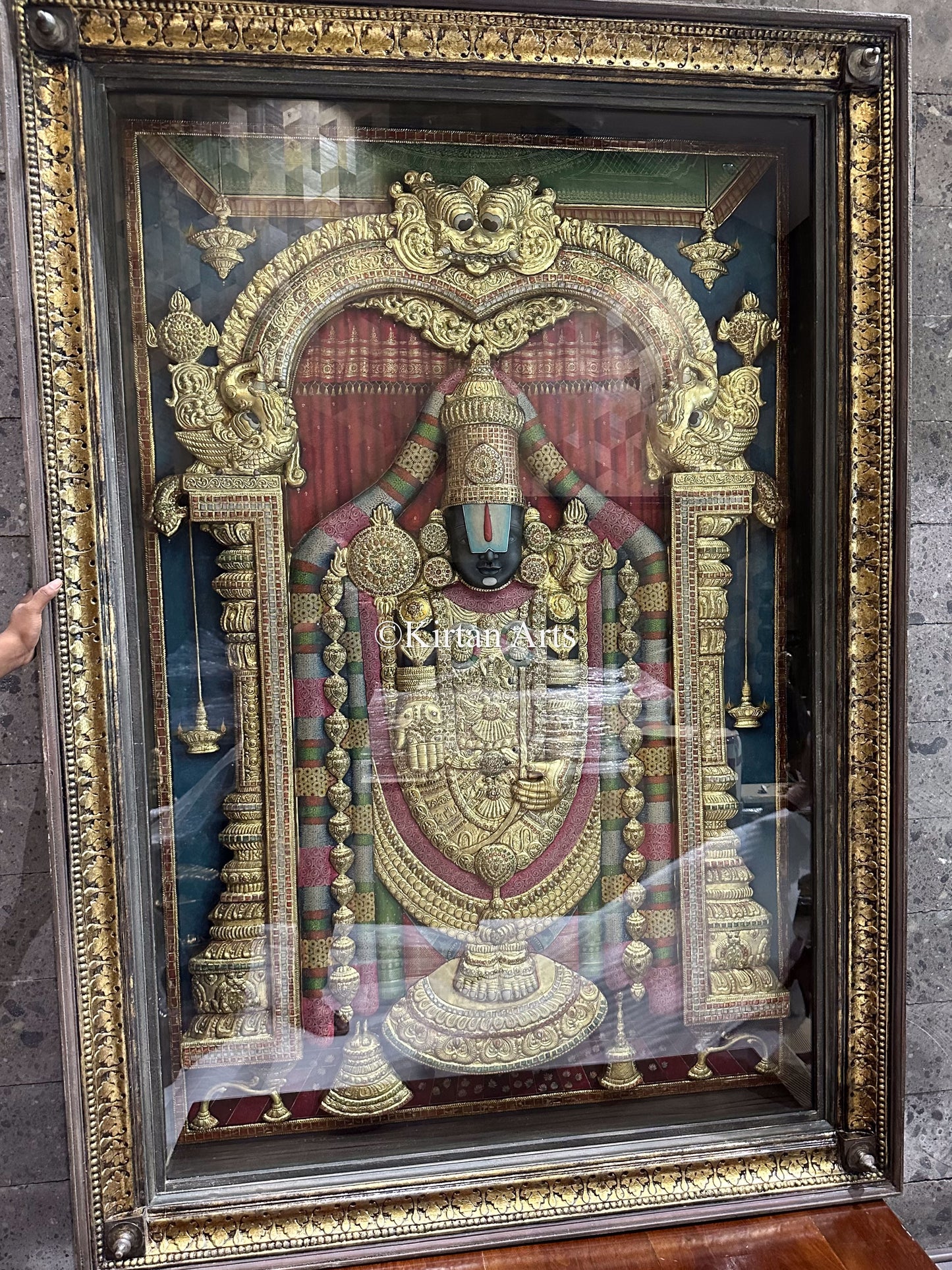 Lord Tirupati Balaji Tanjore Painting | Antique Finish | 3D Super Embossed |6.5x4.5 ft | 22k Gold | Venkateswara Swamy