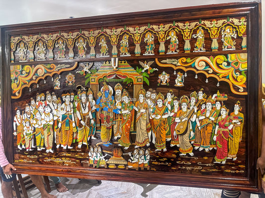 Srinivasa Kalyanam Rosewood Panel | 8x5 ft | 3D Embossed