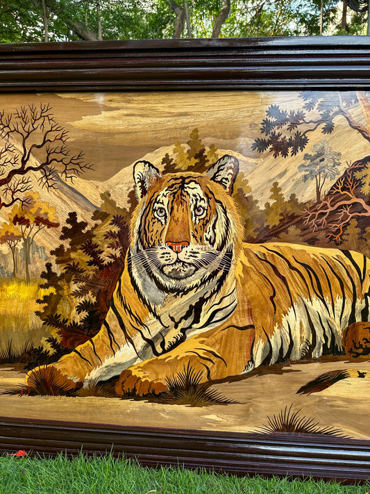Rosewood Tiger Panel | Wooden Inlay | 5x3 ft