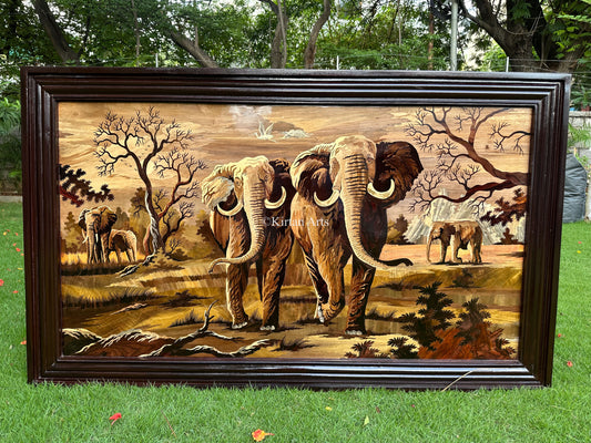 Rosewood Elephant Panel 5x3 ft