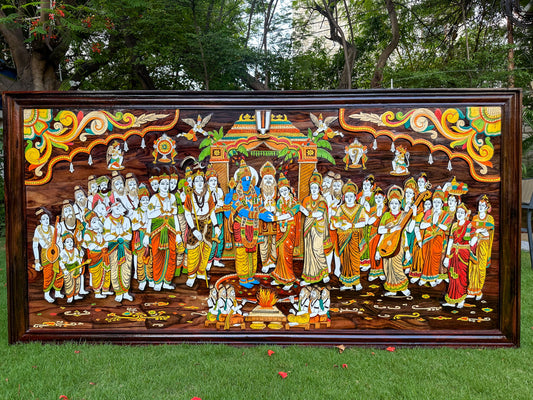 Srinivasa Kalyanam Rosewood Panel | 3D Embossed | 8x4 ft