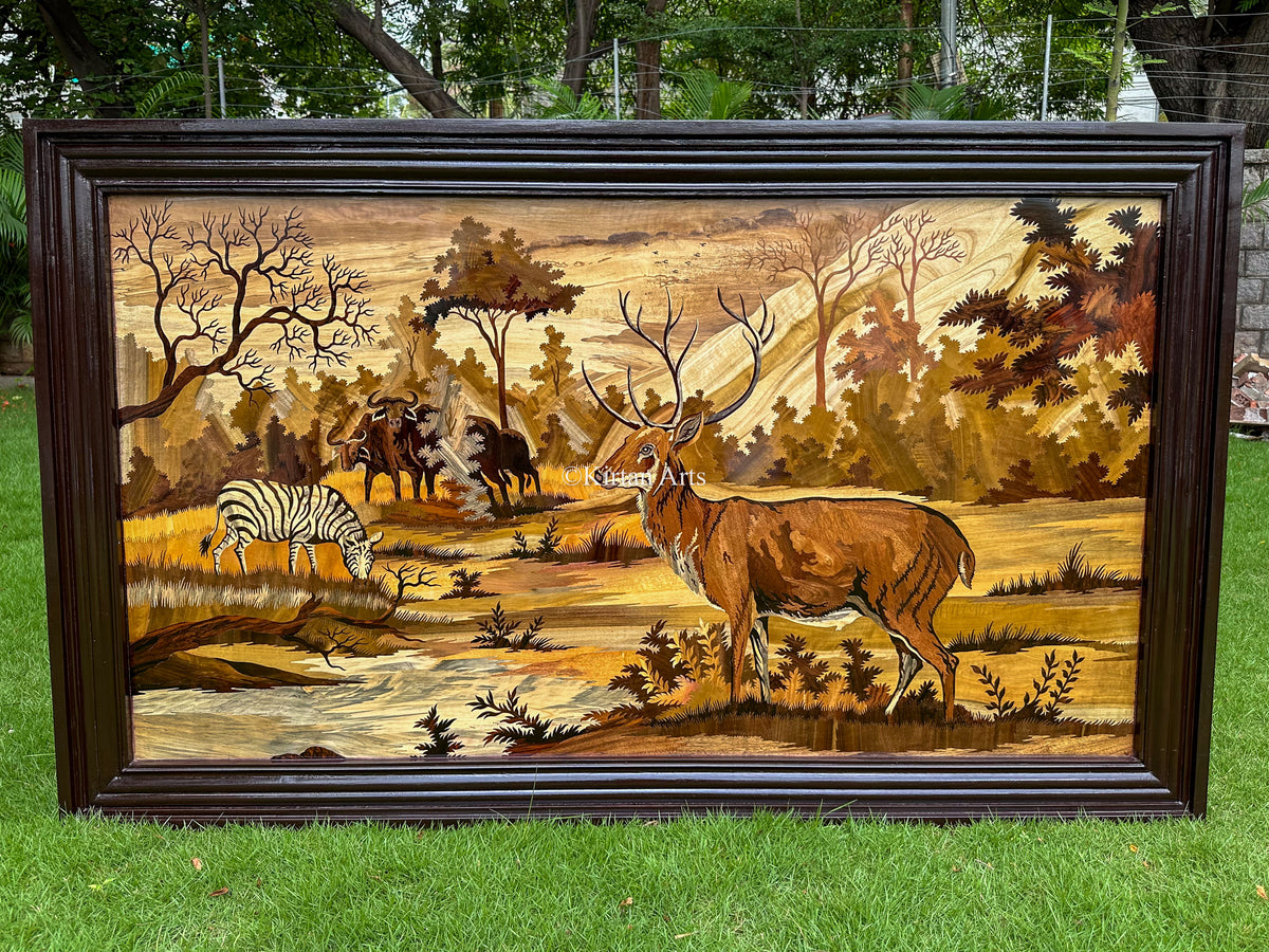 Forest View Panel Forest Themed Rosewood Panel | 3D Embossed | 5x3 ft – Kirtan Arts