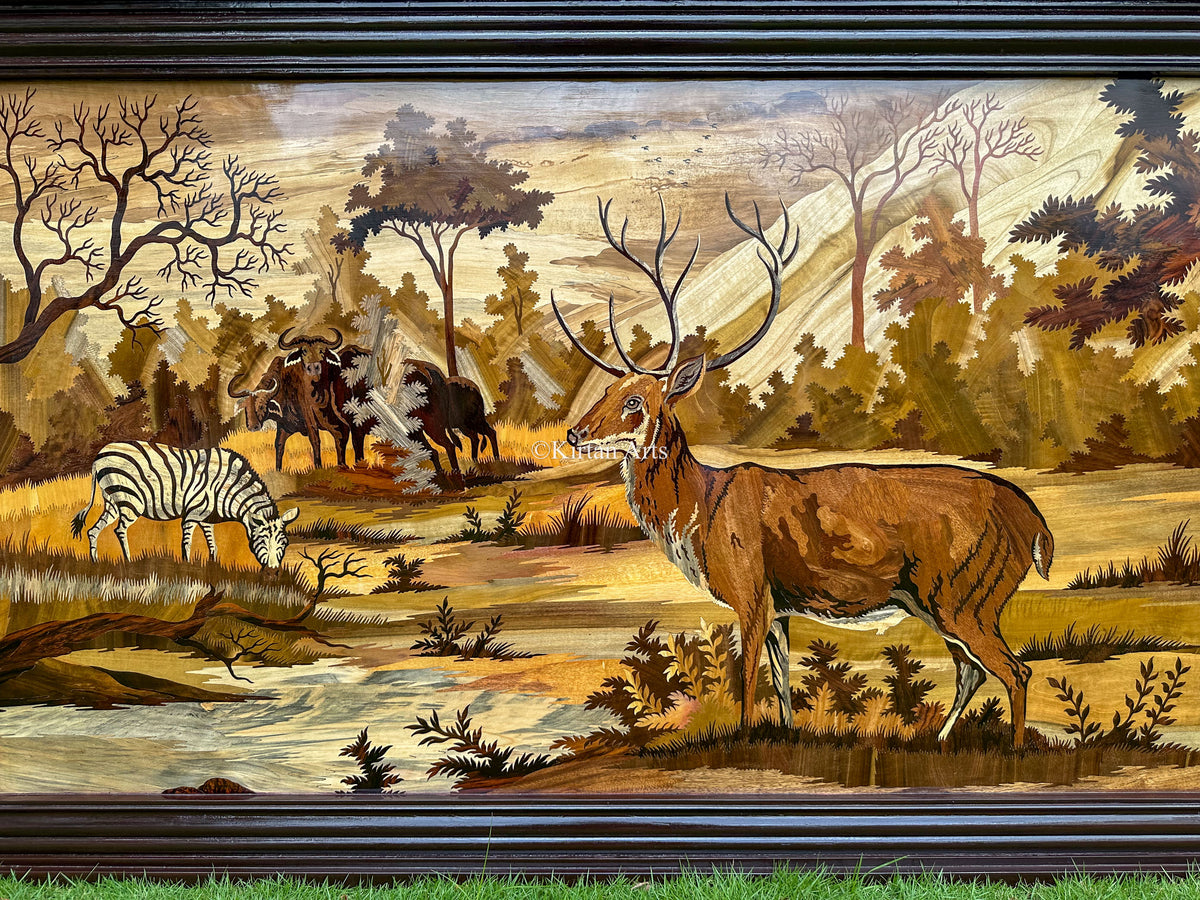 Forest View Panel Forest Themed Rosewood Panel | 3D Embossed | 5x3 ft – Kirtan Arts