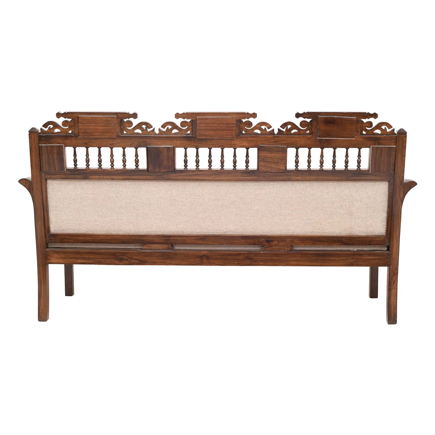 Maharaja Three-Seater Premium Teakwood Sofa –  Handcrafted with Dhokra Brass & Madhubani Accents
