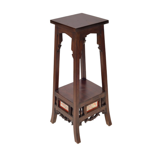 Sphinx-I Premium Teakwood Tall Planter Stand – Warli & Dhokra Art Accents