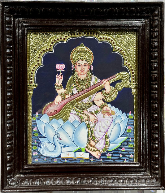 Saraswati Devi Tanjore 13”x15”