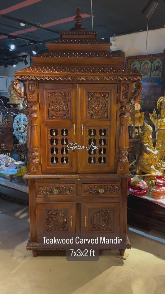 Teakwood Carved Puja Mandir 7ft