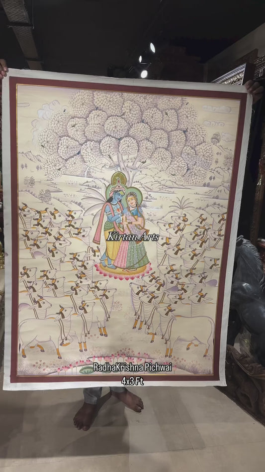 RadhaKrishna Pichwai with Cows | 4x3 ft