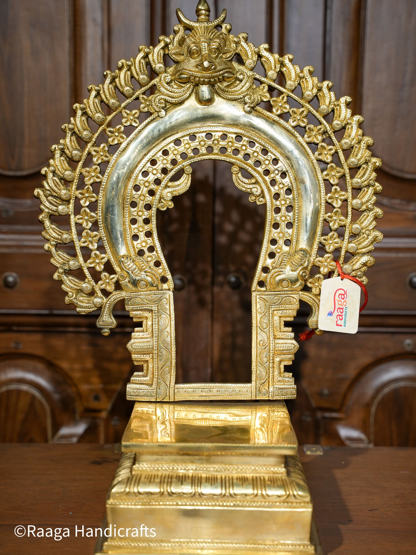 Brass Ganesha Stonework with Prabhavali