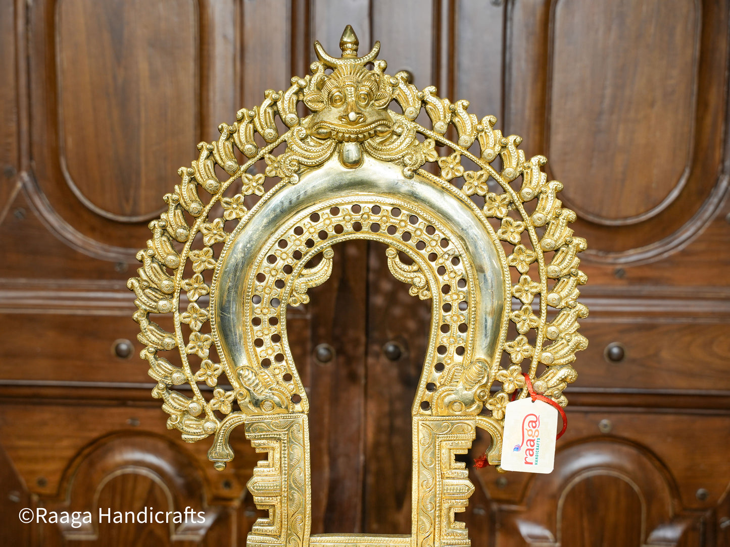 Brass Ganesha Stonework with Prabhavali